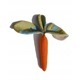 Doudou carotte feuilles à fleurs